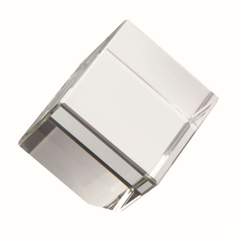 CLEAR GLASS CUBE PAPERWEIGHT IN BOX – 2.5in