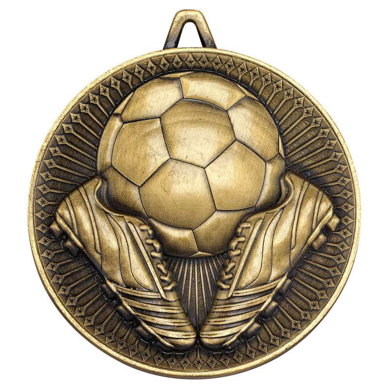 FOOTBALL DELUXE MEDAL ANTIQUE GOLD – 2.35in