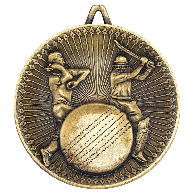 CRICKET DELUXE MEDAL ANTIQUE GOLD – 2.35in