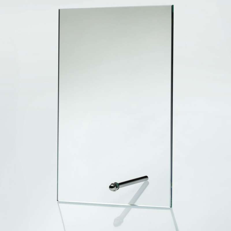JADE GLASS RECTANGLE PLAQUE WITH METAL STAND (4mm THICK) – 6.25in