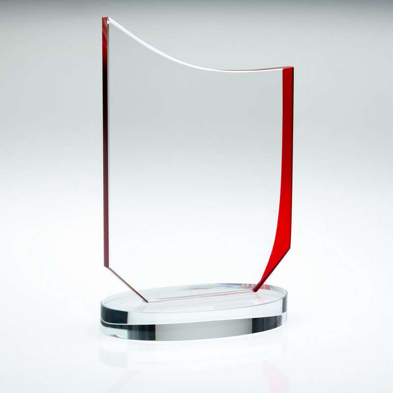 CLEAR/RED GLASS PLAQUE (10mm THICK) – 7in