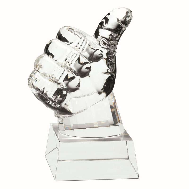 CLEAR GLASS THUMBS UP ON BASE – 5.5in