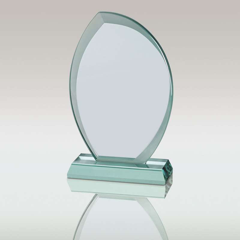 JADE GLASS PLAQUE WITH FROSTED EDGES (15mm THICK) – 7in