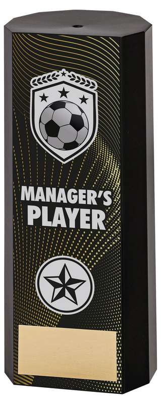 BLACK PLASTIC FILLED COLUMN FOOTBALL MANAGERS PLAYER (1in CEN) – 6in