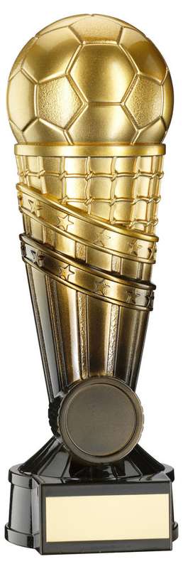 GOLD/BLACK FILLED PLASTIC FOOTBALL NET COLUMN WITH PLATE (1in CEN) – 6in