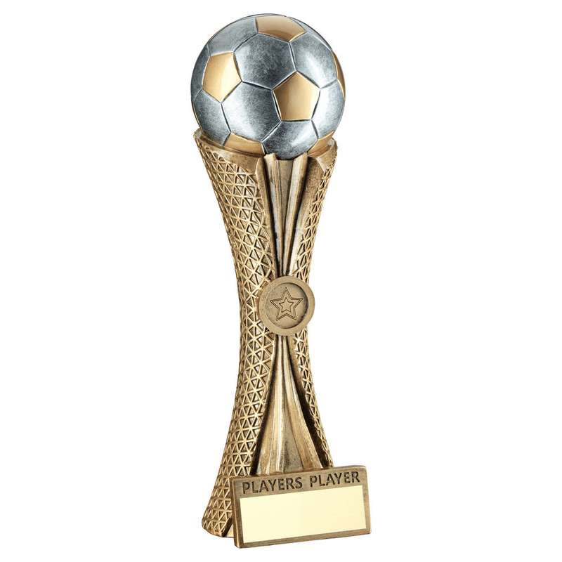 BZ/PW/G FOOTBALL ON TRI MESH COLUMN WITH PLATE (1in CEN) PLAYERS PLAYER – 12in