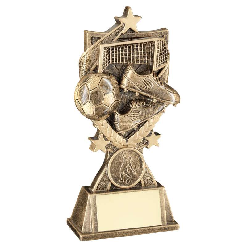 BRZ/GOLD FOOTBALL 3 STAR WREATH SERIES WITH PLATE (1in CENTRE) – 5.5in