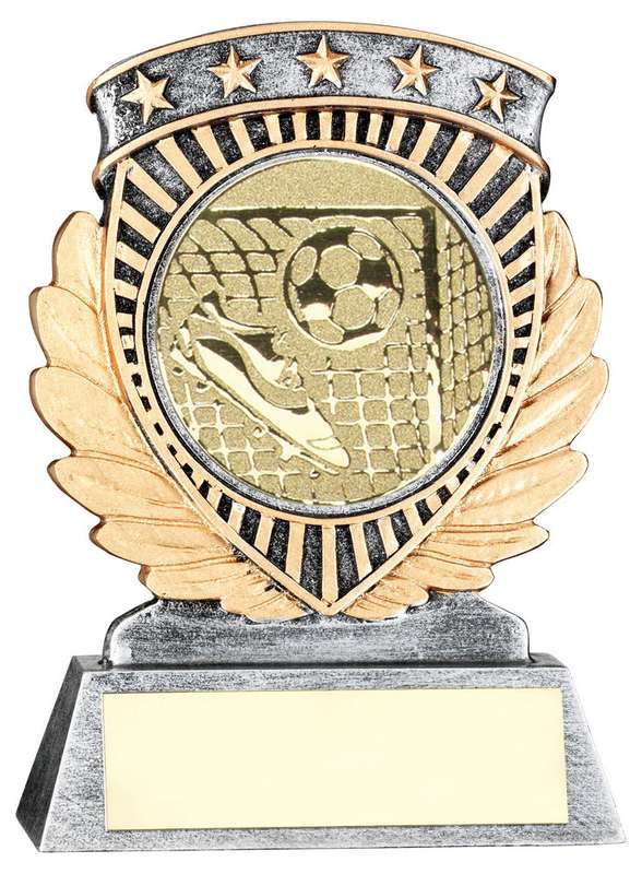 PEW/GOLD 5 STAR HOLDER WITH FOOTBALL INSERT & PLATE – 3.75in