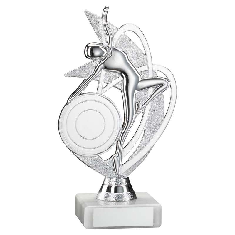 SILV DANCE/GYM FIGURE ASSEMBLED ON MARBLE (2in CEN) – 7in