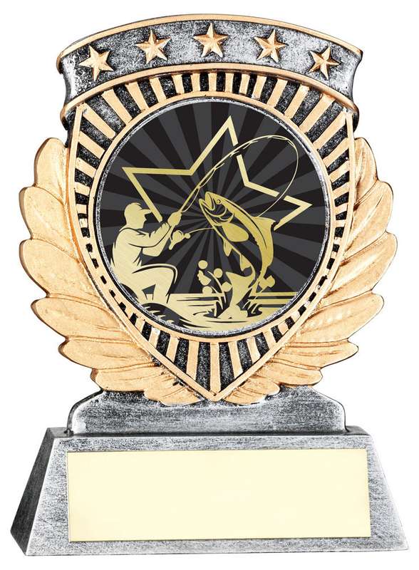 PEW/GOLD 5 STAR HOLDER WITH VINYL ANGLING INSERT & PLATE – 3.75in