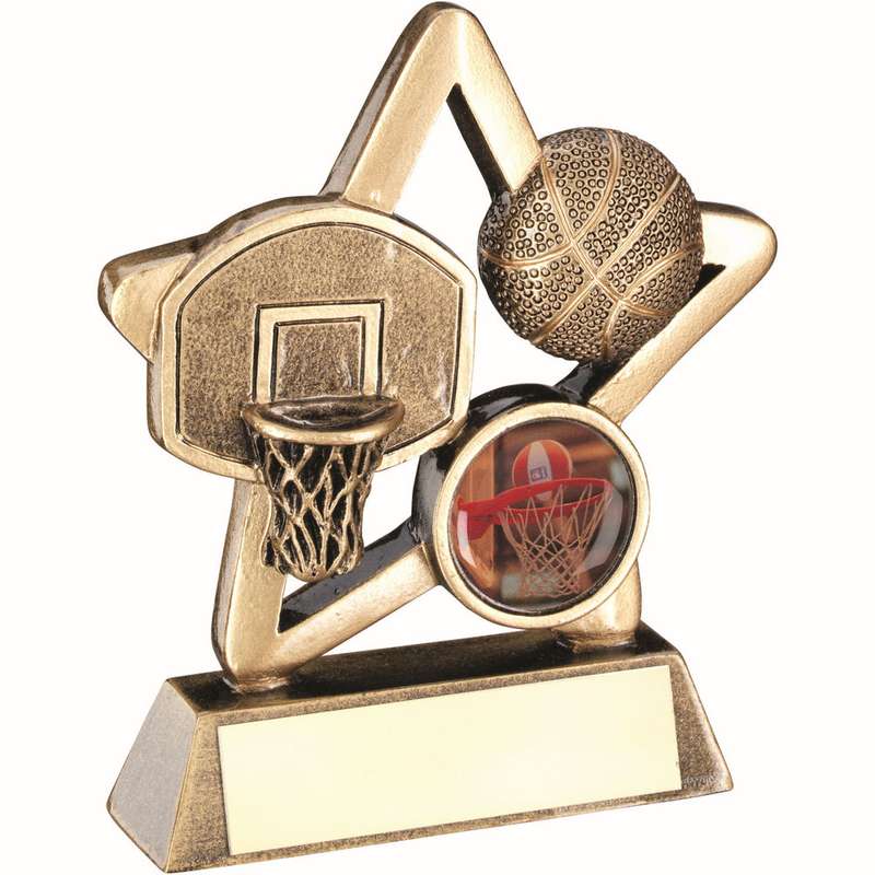 BRZ/GOLD BASKETBALL MINI STAR WITH PLATE (1in CENTRE) – 3.75in