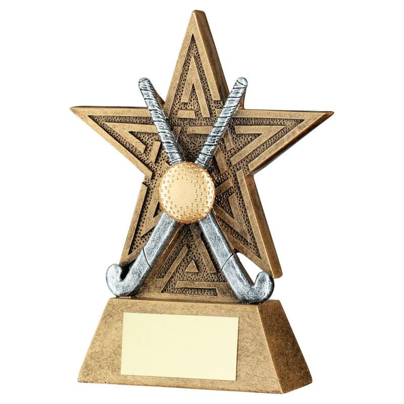 BRZ/PEW/GOLD HOCKEY STAR LINE SERIES WITH PLATE – 4in