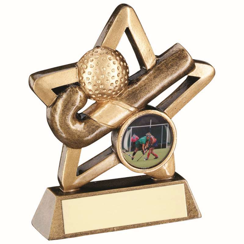 BRZ/GOLD HOCKEY MINI STAR WITH PLATE (1in CENTRE) – 3.75in