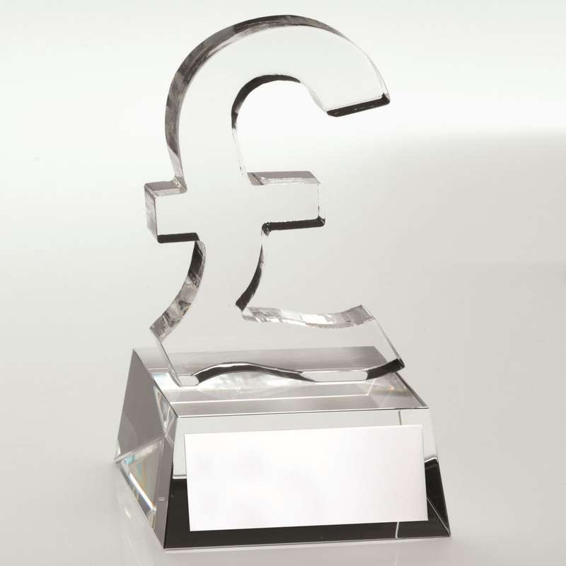 CLEAR GLASS POUND SIGN WITH PLATE – 4.75in