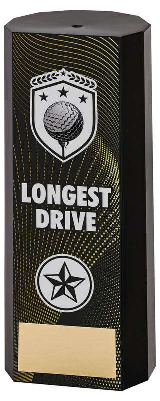 BLACK PLASTIC FILLED COLUMN GOLF LONGEST DRIVE (1in CEN) – 6in