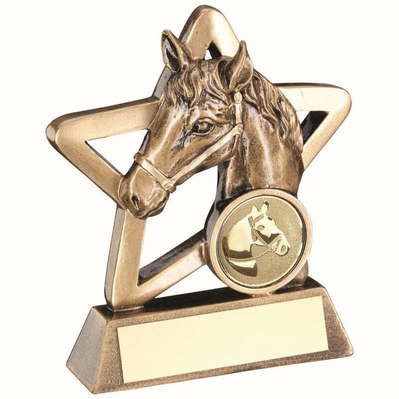 BRZ/GOLD HORSE MINI STAR WITH PLATE (1in CENTRE) – 3.75in