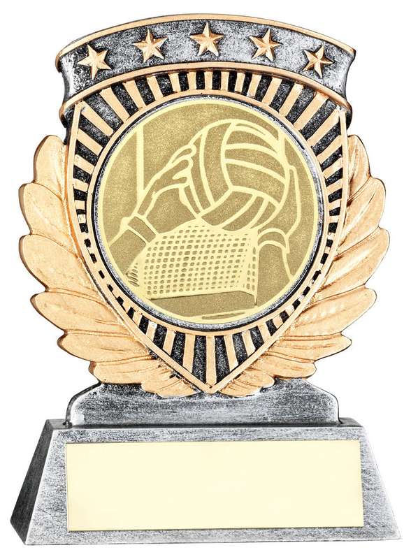 PEW/GOLD 5 STAR HOLDER WITH GAELIC FOOTBALL INSERT & PLATE – 3.75in