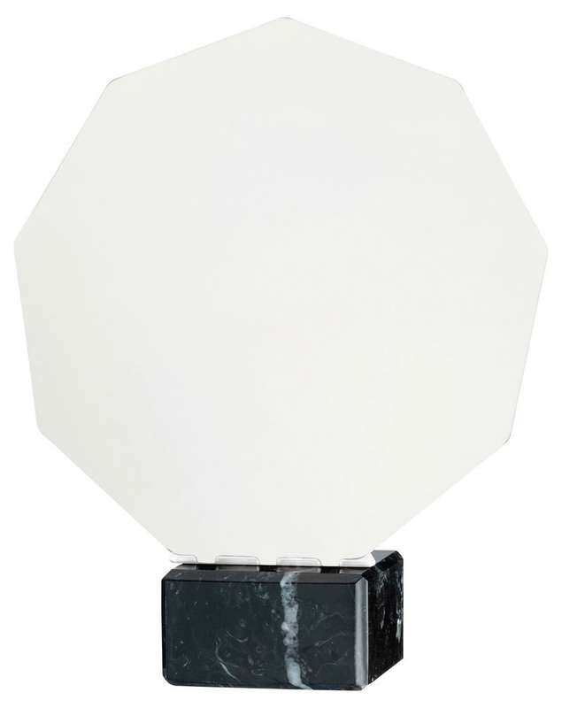 WHITE SUBLIMATION PLAQUE ON BLACK MARBLE BASE – 7in