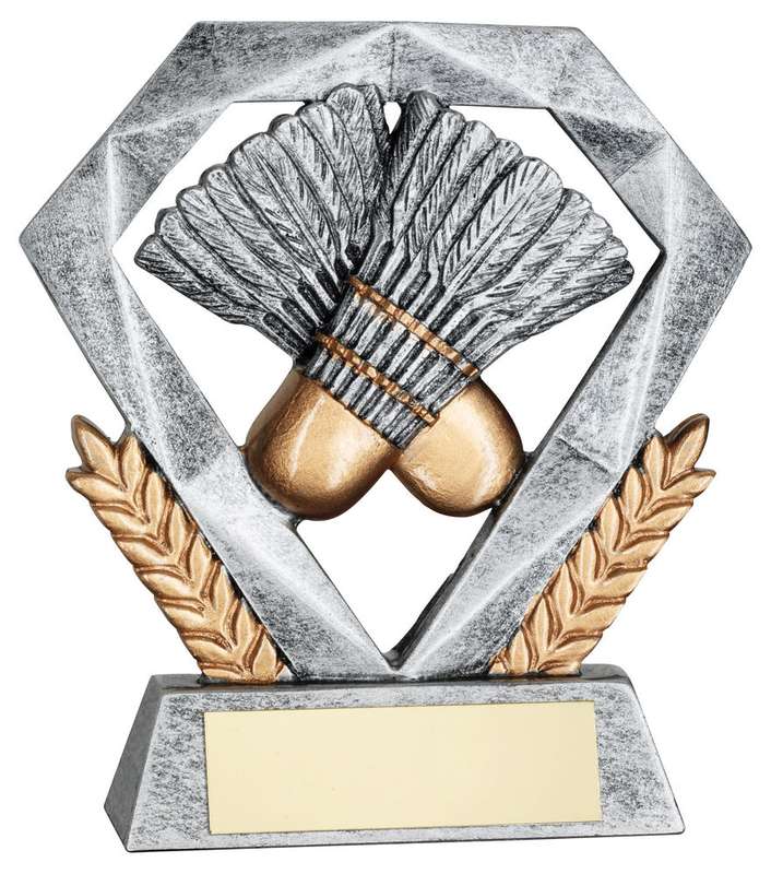 PEW/GOLD BADMINTON MINI DIAMOND WITH PLATE – 4in