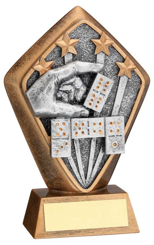 BRZ/GOLD DIAMOND HOLDER WITH DOMINOES DISC WITH PLATE – 5.25in