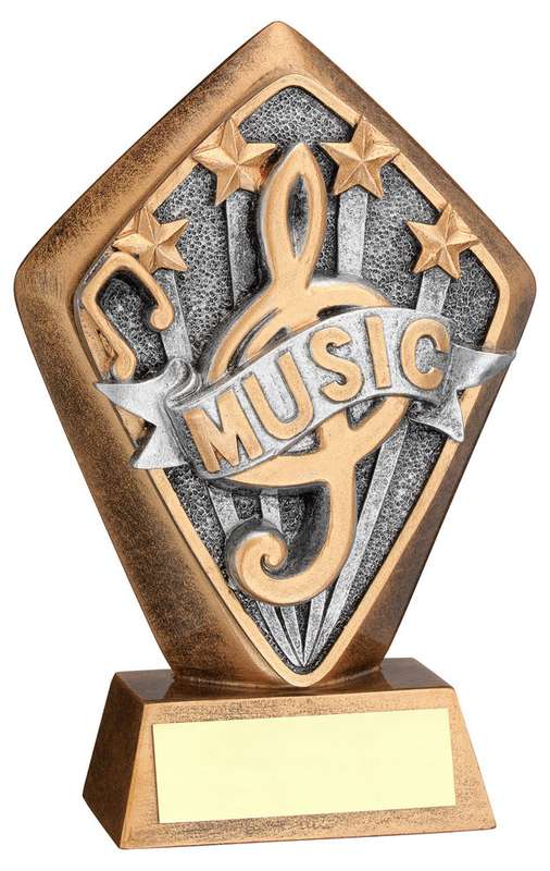 BRZ/GOLD DIAMOND HOLDER WITH MUSIC DISC WITH PLATE – 5.25in