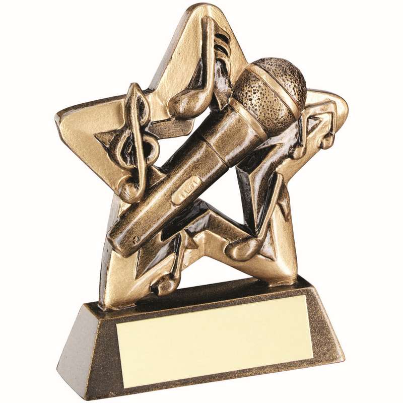 BRZ/GOLD MUSIC MINI STAR WITH PLATE – 3.75in