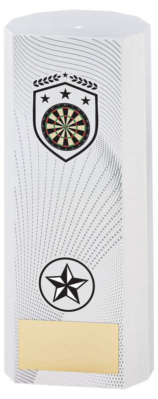 WHITE PLASTIC FILLED COLUMN DARTS (1in CEN) – 6in