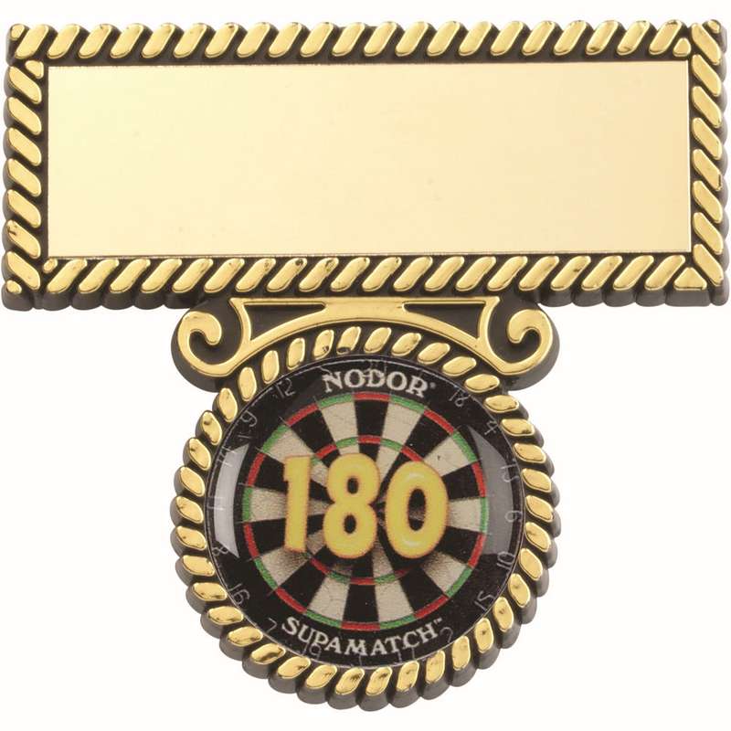 DARTS 180 PLASTIC BAR AND BADGE WITH PLATE – 2in