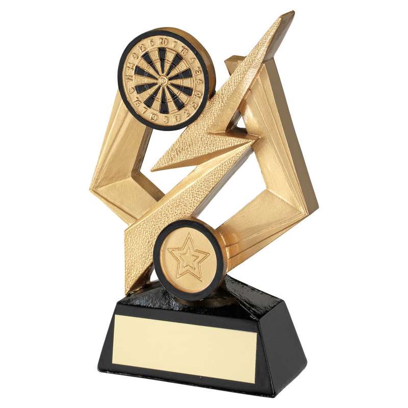 GOLD/BLACK DARTBOARD ON BOLT PENTAGON WITH PLATE (1in CENTRE) – 4in