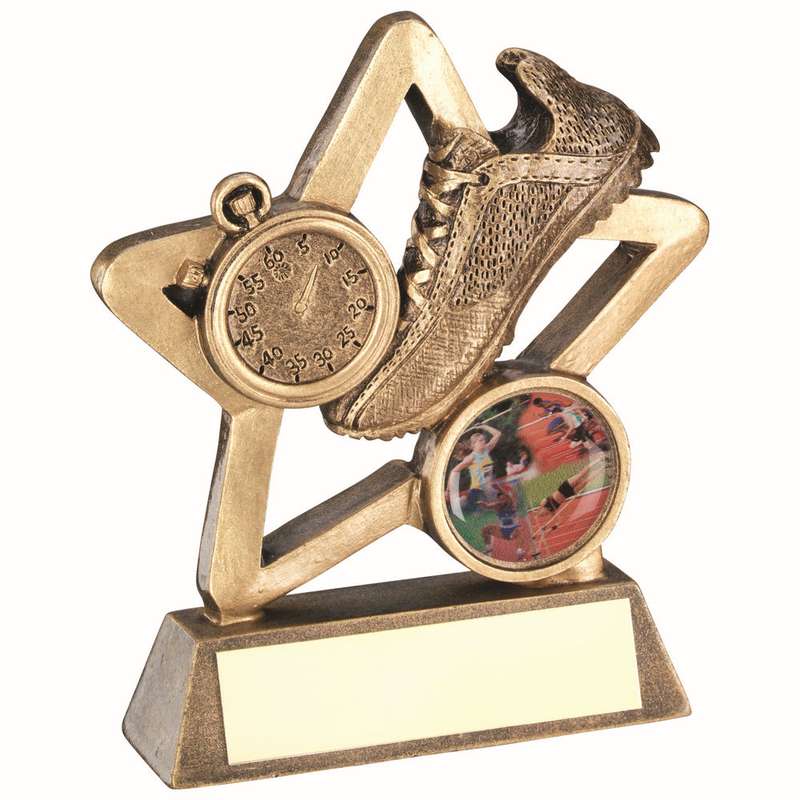 BRZ/GOLD ATHLETICS MINI STAR WITH PLATE (1in CENTRE) – 3.75in