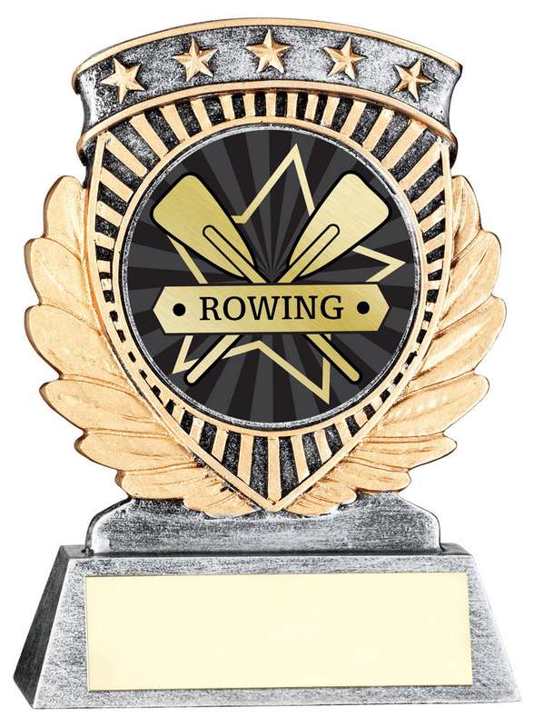 PEW/GOLD 5 STAR HOLDER WITH VINYL ROWING INSERT & PLATE – 3.75in