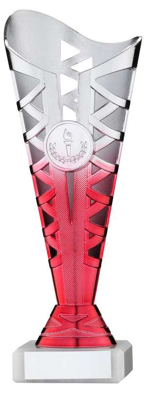 SILVER/PINK PLASTIC TITAN CUP ASSEMBLED ON MARBLE (1in CEN) – 8.75in