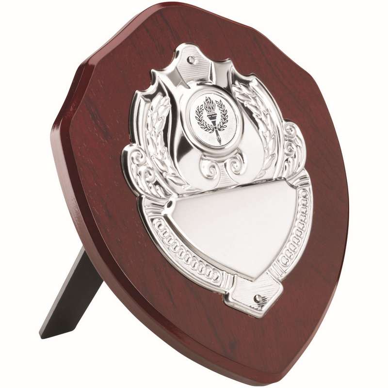 ROSEWOOD SHIELD WITH CHROME FRONT (1in CENTRE) – 5in