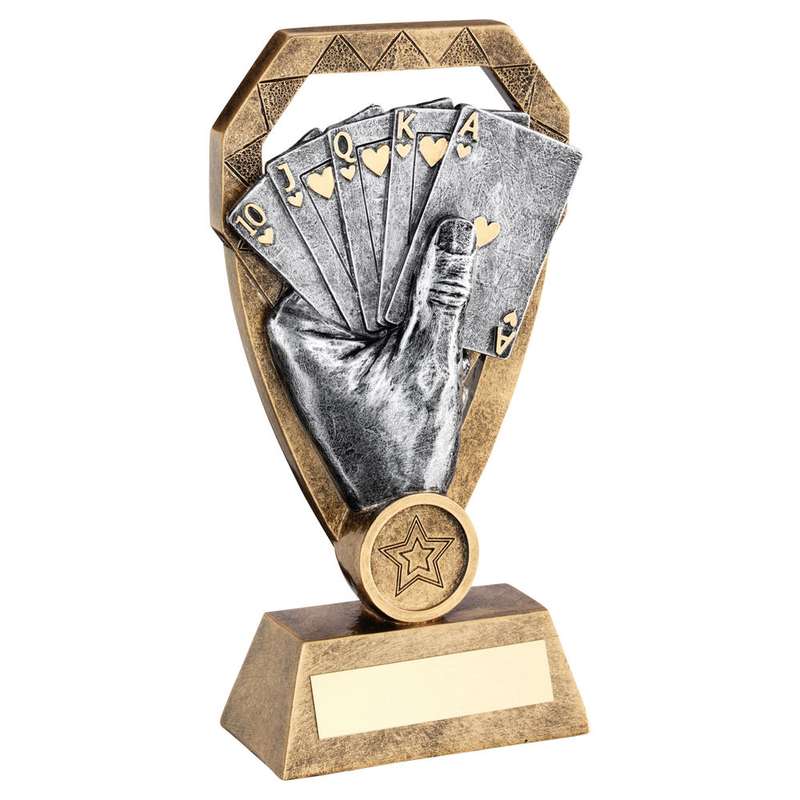 BRZ/PEW/GOLD CARDS IN HAND ON DIAMOND WITH PLATE (1in CENTRE) – 6in