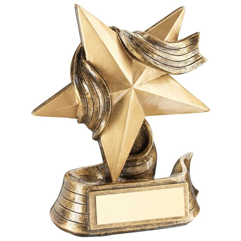 BRZ/GOLD STAR AND RIBBON AWARD WITH PLATE – 4in