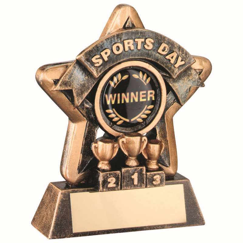 BRZ/GOLD MINI STAR SPORTS DAY WITH PLATE (1in CENTRE) – 3.75in
