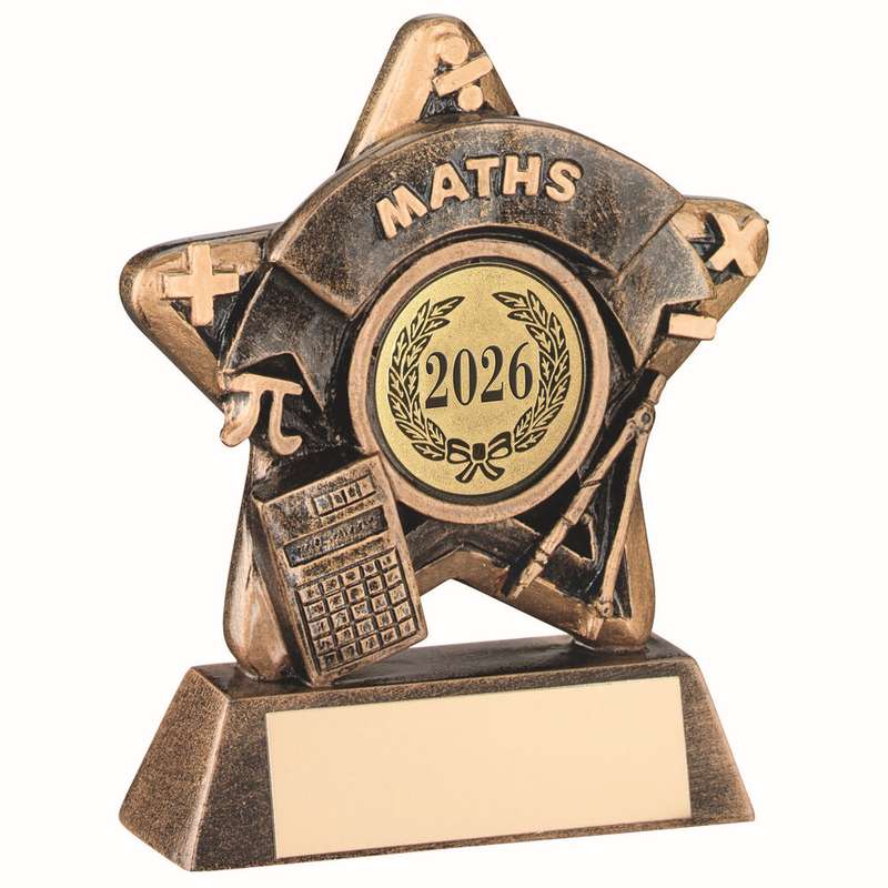 BRZ/GOLD MINI STAR MATHS WITH PLATE (1in CENTRE) – 3.75in