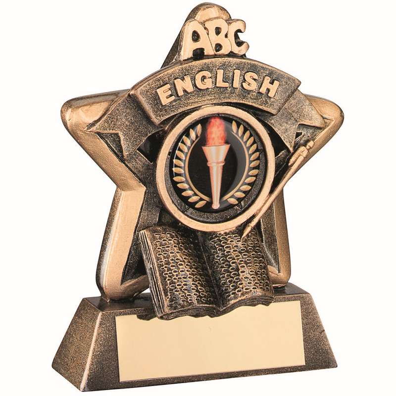 BRZ/GOLD MINI STAR ENGLISH WITH PLATE (1in CENTRE) – 3.75in