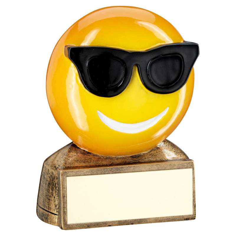 BRZ/YELLOW/BLACK SUNGLASSES EMOJI FIGURE WITH PLATE – 2.75in