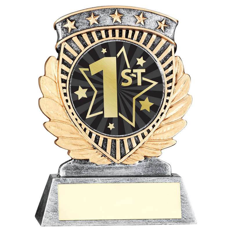 PEW/GOLD 5 STAR HOLDER WITH VINYL FIRST INSERT & PLATE – 3.75in