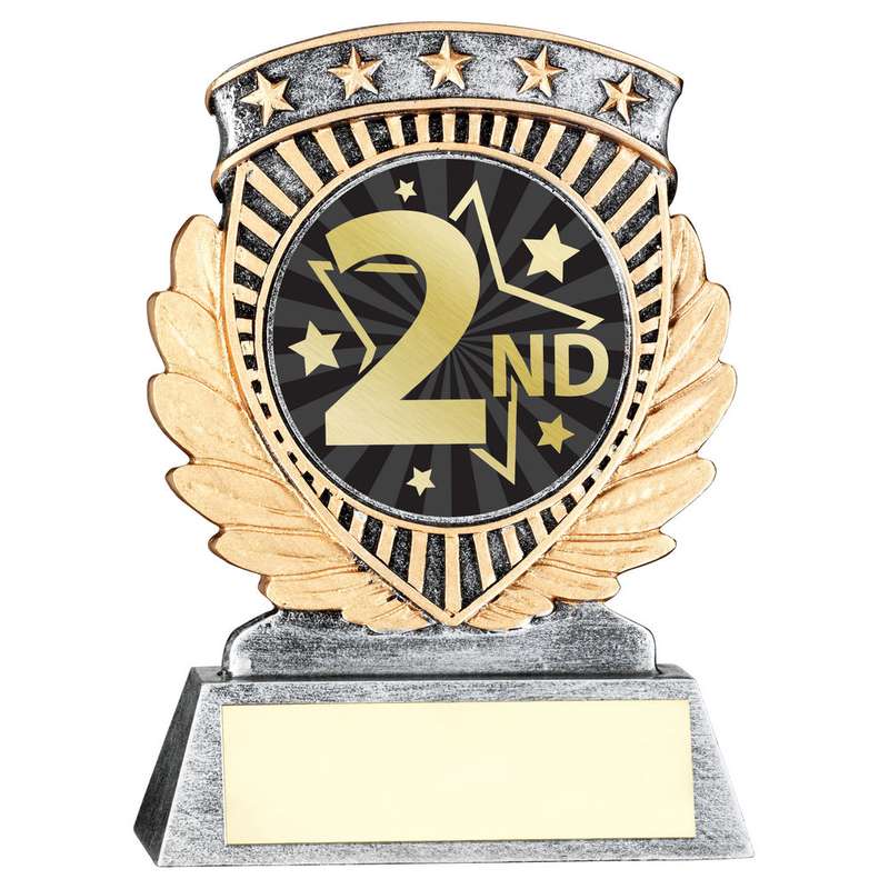 PEW/GOLD 5 STAR HOLDER WITH VINYL SECOND INSERT & PLATE – 3.75in
