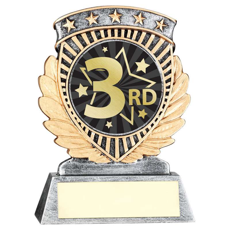 PEW/GOLD 5 STAR HOLDER WITH VINYL THIRD INSERT & PLATE – 3.75in