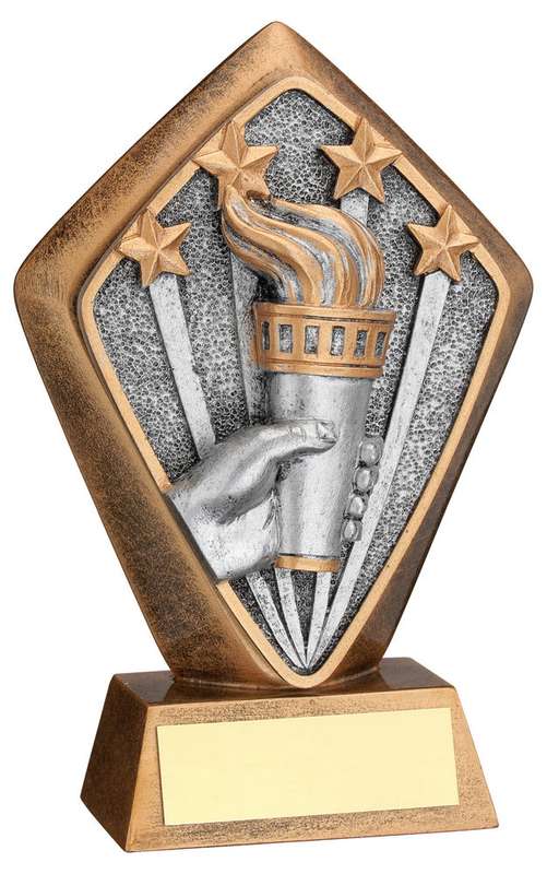 BRZ/GOLD DIAMOND HOLDER WITH VICTORY TORCH DISC WITH PLATE – 5.25in