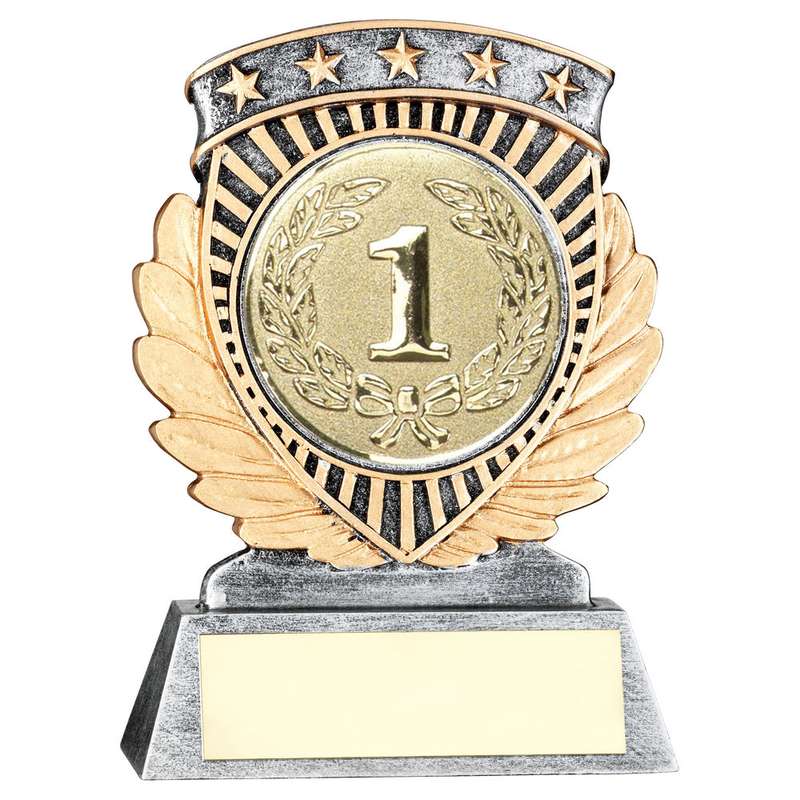PEWTER/GOLD 5 STAR HOLDER WITH PLATE (2in CEN) – 3.75in