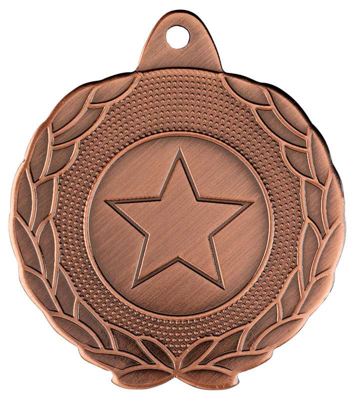LAUREL WREATH EDGED MEDAL (1in CENTRE) BRONZE - 1.75in