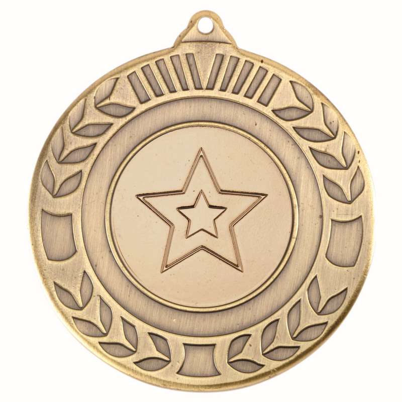 WREATH MEDAL (1in CENTRE) ANTIQUE GOLD – 2in