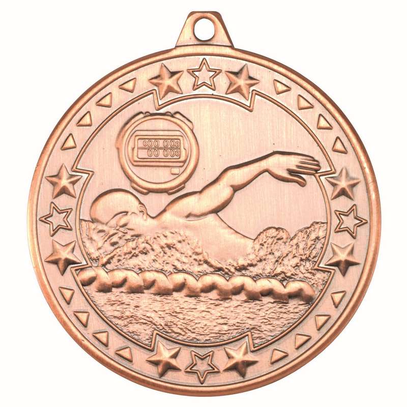 SWIMMING TRI STAR MEDAL BRONZE - 2in