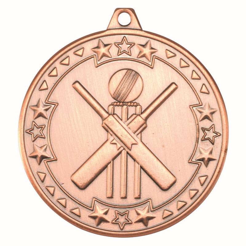 CRICKET TRI STAR MEDAL BRONZE - 2in