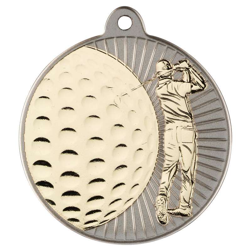 GOLF TWO COLOUR MEDAL MATT SILVER/BRONZE – 2in