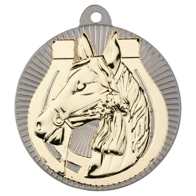 HORSE TWO COLOUR MEDAL MATT SILVER/BRONZE – 2in